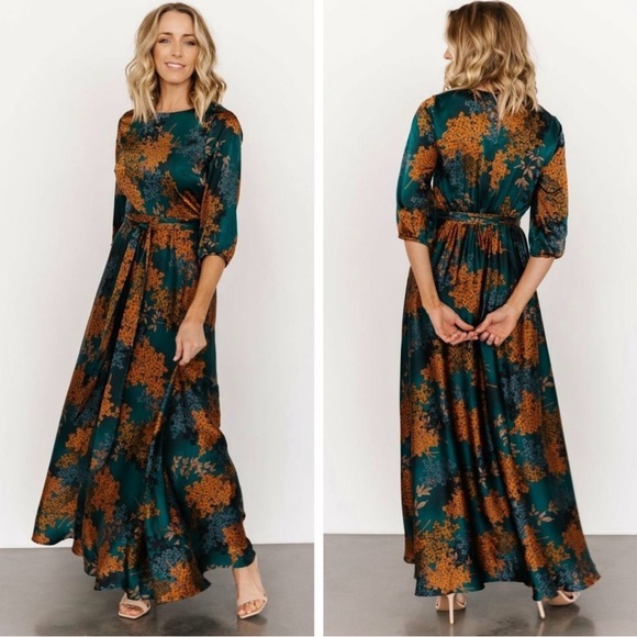 Baltic Born Dresses & Skirts - Baltic Born Teal Maxi Dress with Rust Floral Print